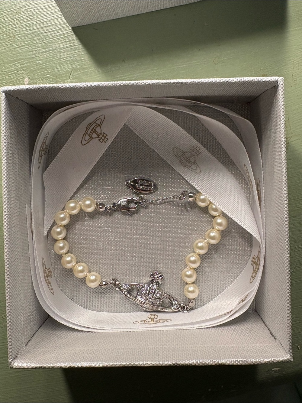 Vivienne Westwood Pearl Orb Bracelet in White